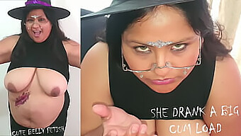 Big Tits And Belly Get Filled With Cum In Halloween Video